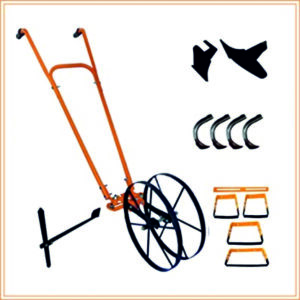 MAHAN WHEEL HOE WITH PLOW, CULTIVATOR TEETH, HOES