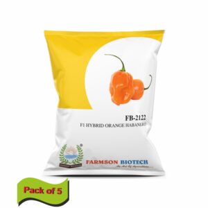 farmson FB-2122 (ORANGE HABANERO) F1 HYBRID CHILLI SEEDS (VERY HOT)(10 gm)(pack of 5)