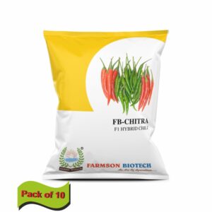 farmson FB-CHITRA F1 HYBRID CHILLI SEEDS (DUAL PURPOSE) (10 gm)(pack of 10)