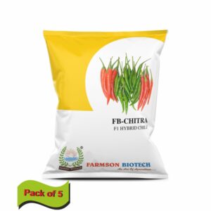 farmson FB-CHITRA F1 HYBRID CHILLI SEEDS (DUAL PURPOSE) (10 gm)(pack of 5)
