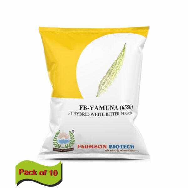FARMSON FB-YAMUNA (6550) F1 HYBRID WHITE BITTER GOURD SEEDS (LONG)(10 GM)(PACK OF 10)